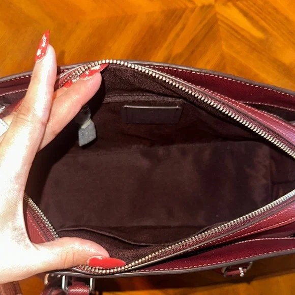 Coach Red Leather Satchel with Signature Design - Picture 12 of 12